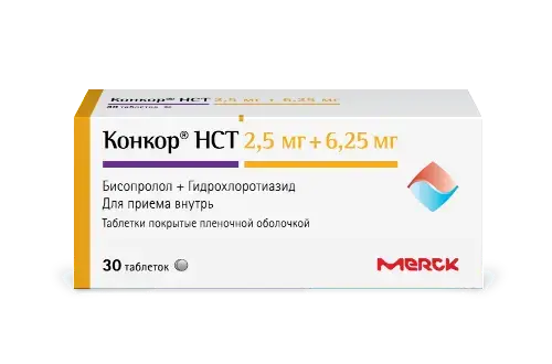 КОНКОР НСТ табл. п.п.о. 2.5мг+6.25мг N30 (Мерк, ГЕРМАНИЯ)