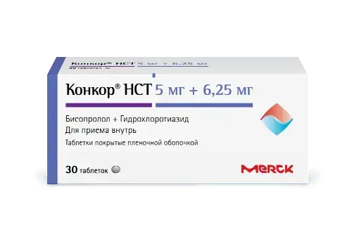 КОНКОР НСТ табл. п.п.о. 5мг+6.25мг N30 (Мерк, ГЕРМАНИЯ)