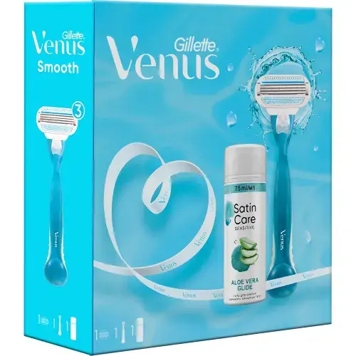 ЖИЛЛЕТТ набор Venus (станок+гель для бритья Satin Care Sensitive Aloe Vera 75мл) (Проктер энд Гэмбл Индочайна, ПОЛЬША)