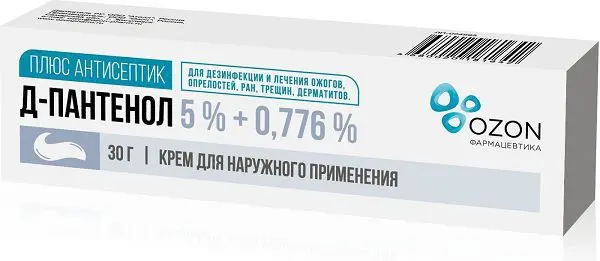 Д-ПАНТЕНОЛ Плюс Антисептик крем (туба) 30г N1 (ОЗОН, РФ)