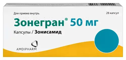 ЗОНЕГРАН капс. 50мг N28 (СкайеФарма Продуксьон САС, ФРАНЦИЯ)