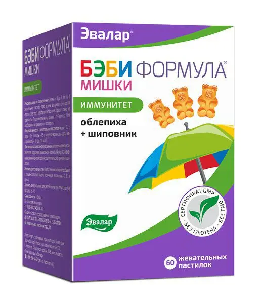 БЭБИ ФОРМУЛА Мишки Иммунитет пастилки жев. N60 (ЭВАЛАР, РФ)