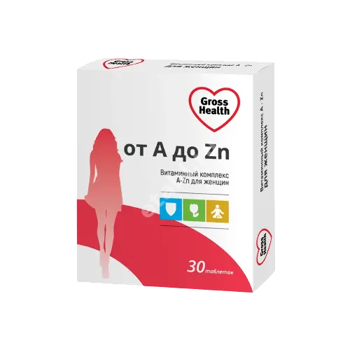 ВИТАМИННЫЙ КОМПЛЕКС А-Zn Гроссхелс (GrossHealth) для женщин табл. 1.1г N30 (Квадрат-С, РФ)