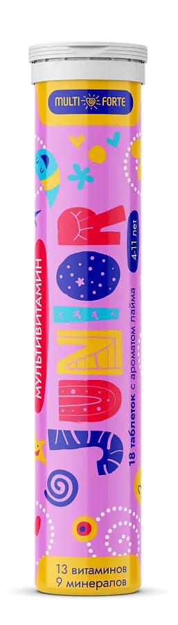 МУЛЬТИФОРТ Юниор Мультивитамин табл. шип. 4.4г N18 Лайм (Малкут НЛ, БЕЛАРУСЬ)