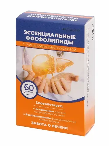 ЭССЕНЦИАЛЬНЫЕ ФОСФОЛИПИДЫ с глицирризиновой кислотой капс. 0.455г N60 (Физтех Инжиниринг НПК, РФ)