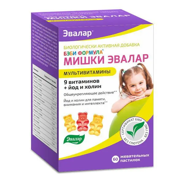 БЭБИ ФОРМУЛА Мишки Мультивитамины пастилки жев. N60 (ЭВАЛАР, РФ)