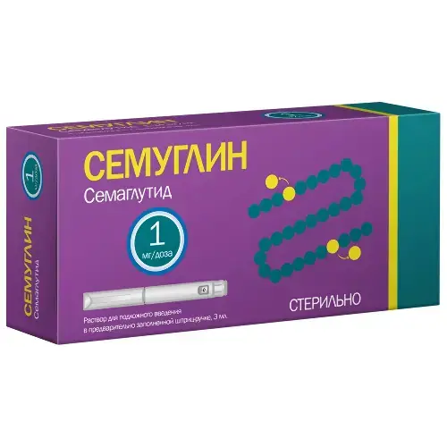 СЕМУГЛИН р-р для п/к введ. (шприц-ручка) 1мг/доза - 3мл N1 +4 игл (ФАРМАСИНТЕЗ, РФ)