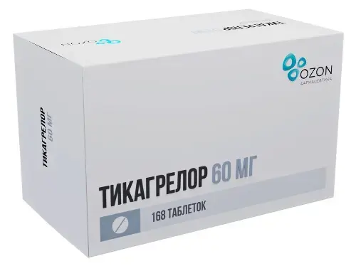 ТИКАГРЕЛОР табл. п.п.о. 60мг N168 (ОЗОН, РФ)