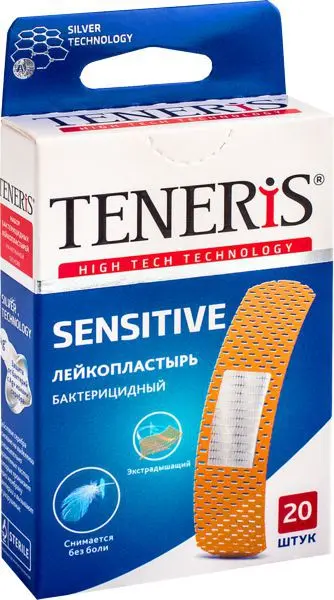 ПЛАСТЫРЬ бактерицид. Тенерис Sensitive неткан беж. 1.9х7.6см N20 (ФармЛайн, ЧЕХИЯ)