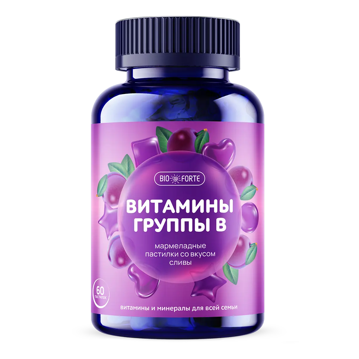 МУЛЬТИ В-КОМПЛЕКС БиоФорте пастилки жев. 3.4г N60 Слива (ОптиНор, РФ)