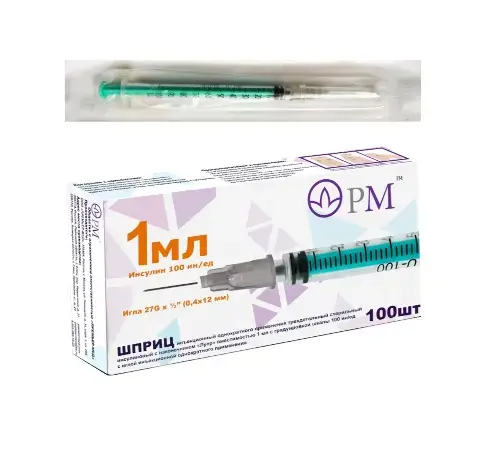 ШПРИЦ 1мл инс U-100 N100 (Премьер-мед, РФ)