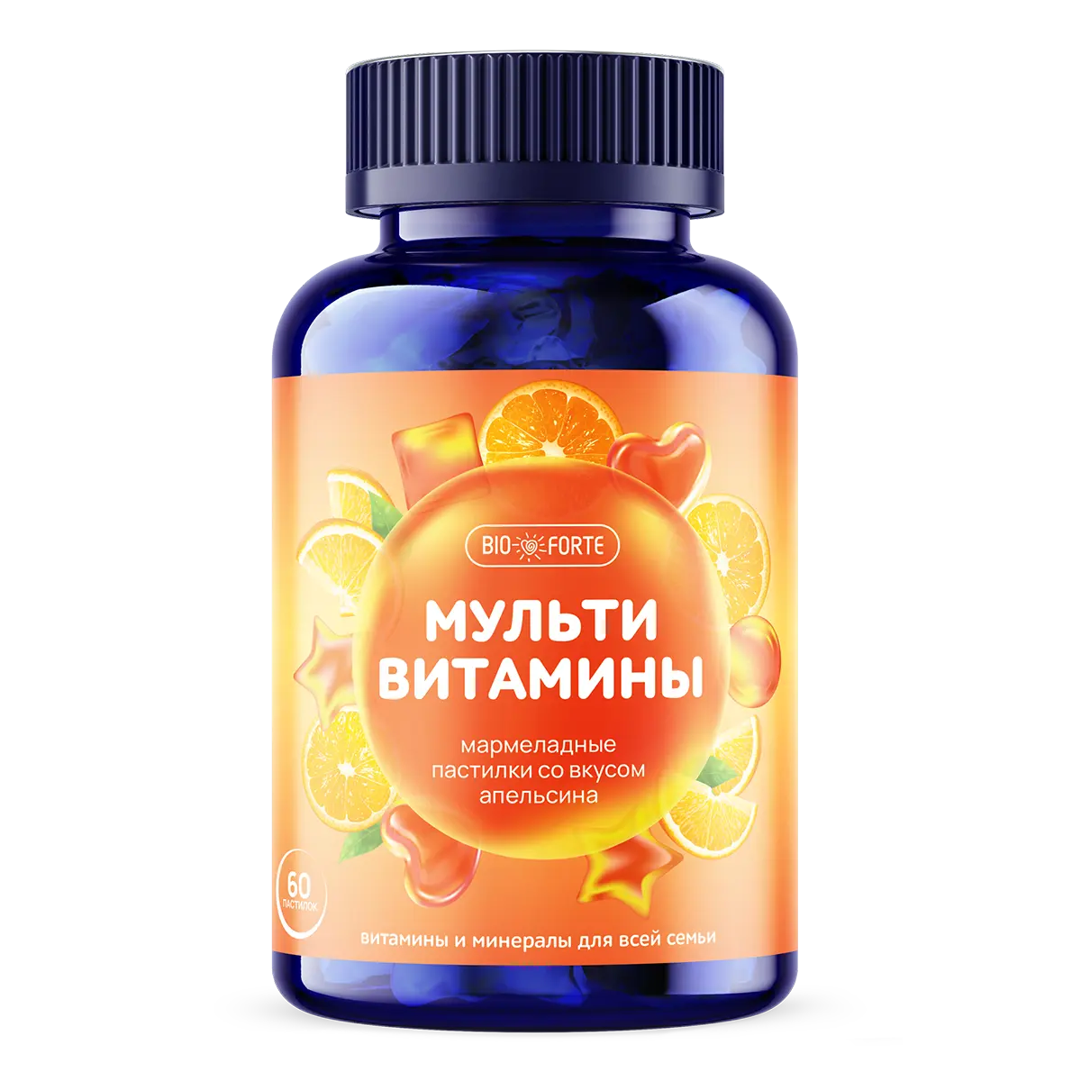 МУЛЬТИВИТАМИНЫ БиоФорте пастилки жев. 3.4г N60 Апельсин (ОптиНор, РФ)
