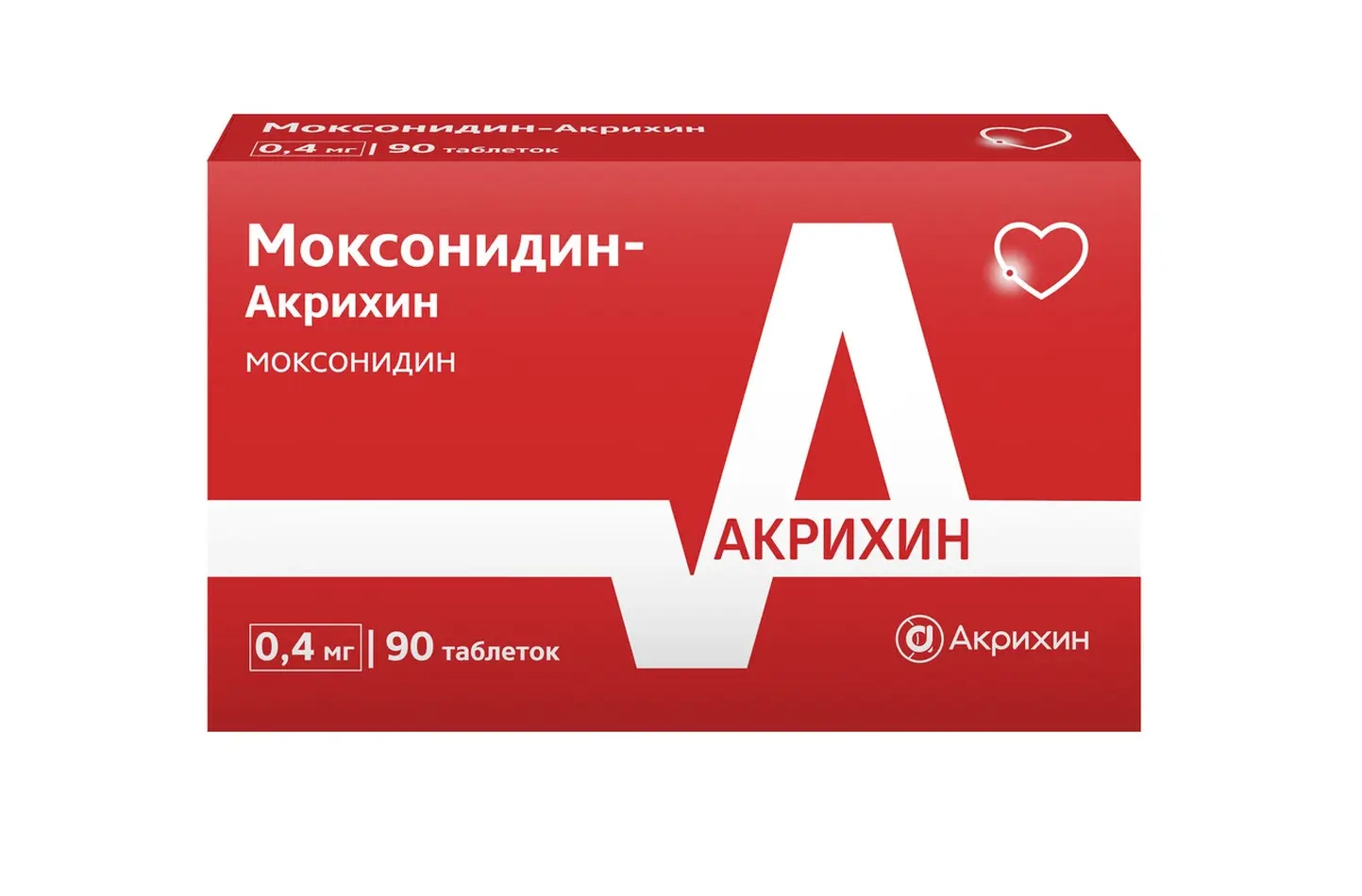 МОКСОНИДИН табл. п.п.о. 0.4мг N90 (АКРИХИН, РФ)