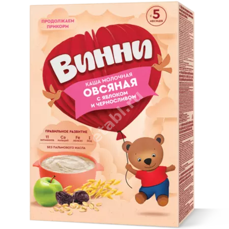 ВИННИ каша мол. овсянка 200г Яблоко/Чернослив (Инфаприм, РФ)