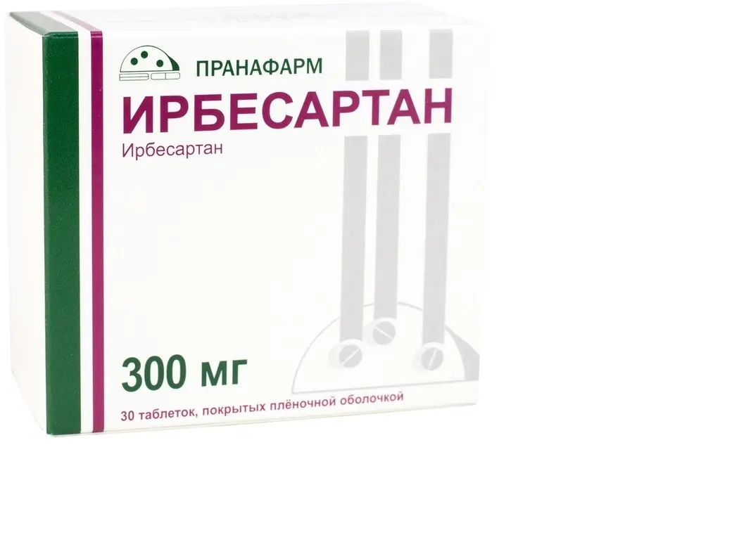 ИРБЕСАРТАН табл. п.п.о. 300мг N30 (Пранафарм, РФ)