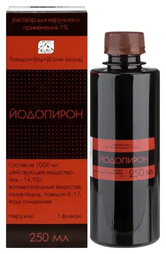 ЙОДОПИРОН р-р д/наружн. прим. (фл. плстк.) 1% - 250мл N1 (Флора Кавказа, РФ)