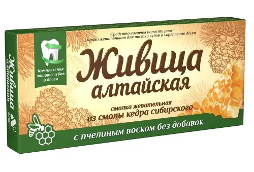 ЖИВИЦА АЛТАЙСКАЯ резинка жев. кедровая N4 Пчелиный воск (Апифитоцентр Алтайский нектар, РФ)