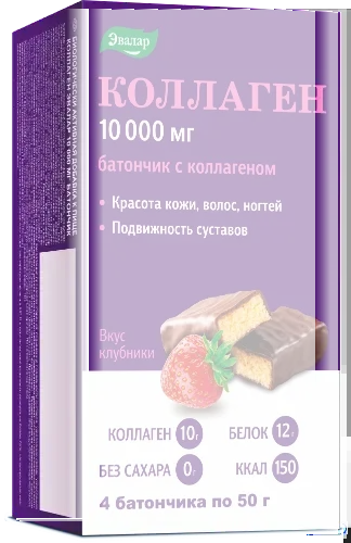 ЭВАЛАР Коллаген батончик 10 000мг - 50г N4 Клубника (ЭВАЛАР, РФ)