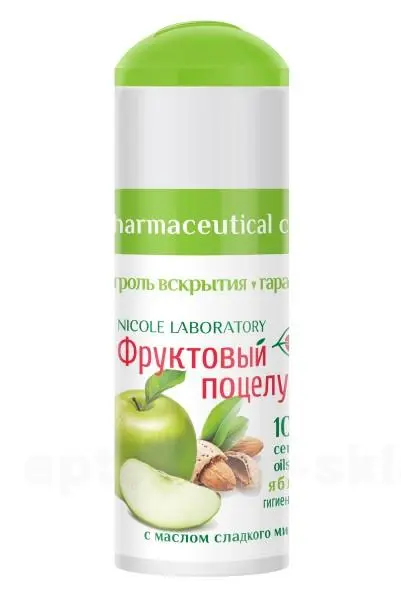 ФРУКТОВЫЙ ПОЦЕЛУЙ помада гигиеническая 3.5г Яблоко (НИКОЛЬ, РФ)