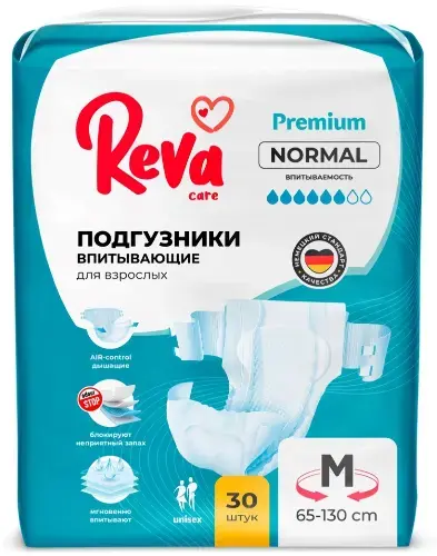 РЕВА КЕА (REVA CARE) подгузники д/взрослых нормал р.M N30 (Куанжоу ТианжаоЛеди Энд Бэйбис Хайджин Саппли, КИТАЙ)