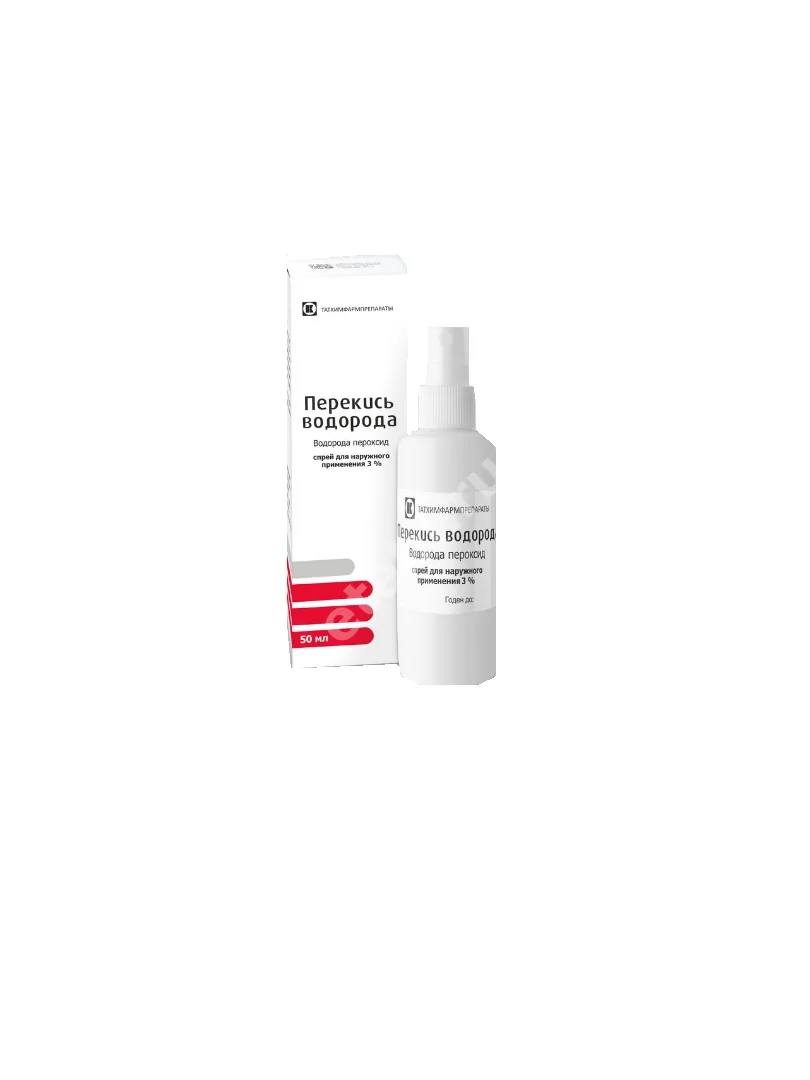ПЕРЕКИСЬ ВОДОРОДА спрей д/наружн. прим. (фл. плстк.) 3% - 50мл N1 (Татхимфармпрепараты, РФ)