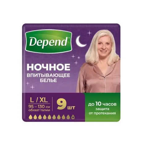 ДЕПЕНД Супер Плюс прокладки урологические жен ночные р.L-XL N9 (Кимберли Кларк, США)