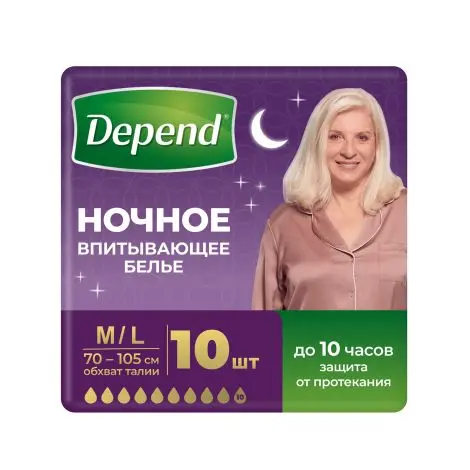 ДЕПЕНД Супер Плюс прокладки урологические жен ночные р.M/L N10 (Кимберли Кларк, США)