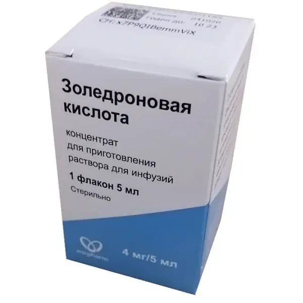 ЗОЛЕДРОНОВАЯ КИСЛОТА конц. для р-ра д/инф. (фл.) 4мг - 5мл N1 (Фермент Фирма, РФ)