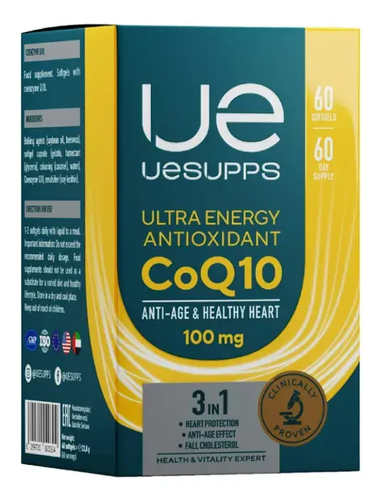 АНТИОКСИДАНТ КОЭНЗИМ Q10 Уесаппс Ультра Энерджи (UESUPPS Ultra Energy) капс. N60 (Ультра Энерджи Сапплементс Трэйдинг, ОАЭ)