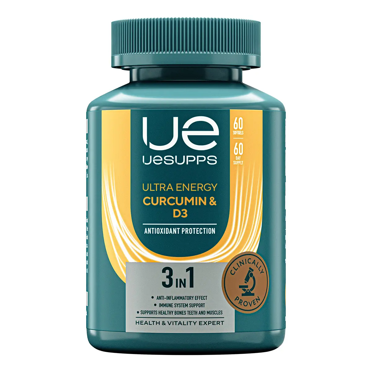КУРКУМИН+ВИТАМИН Д3 Уесаппс Ультра Энерджи (UESUPPS Ultra Energy) капс. 2.08г N60 (Ультра Энерджи Сапплементс Трэйдинг, ОАЭ)
