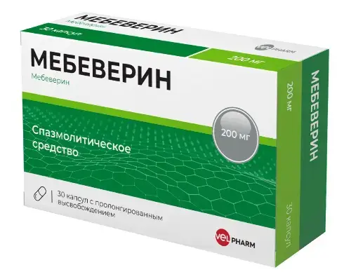 МЕБЕВЕРИН капс. с пролонг. высв. 200мг N30 (ВЕЛФАРМ, РФ)