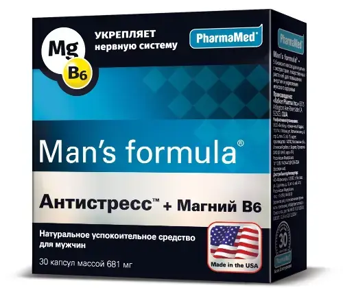МЕН-С ФОРМУЛА Антистресс+Магний+В6 капс. 0.681г N30 (Келкер, США)