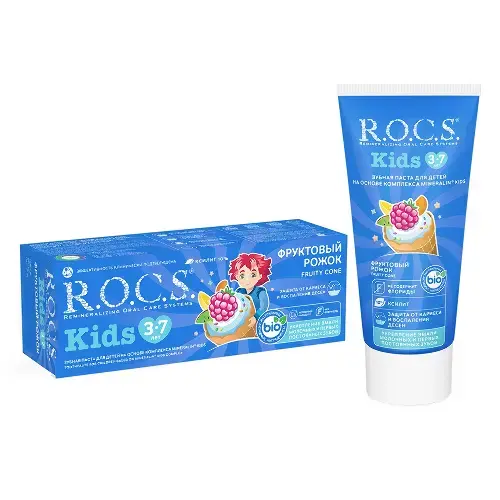 РОКС Kids зубная паста Фруктовый рожок б/фтора 3-7лет 45г (ДИАРСИ (R.O.C.S.), РФ/КИТАЙ)
