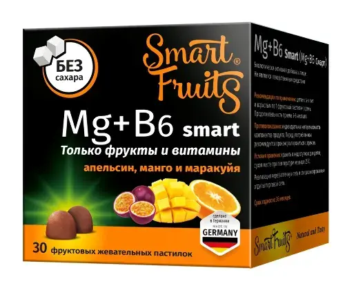 МАГНИЙ+B6 Смарт Фрутс пастилки жев. 2.5г N30 (Парадис Фрутс Солюшн, ГЕРМАНИЯ)