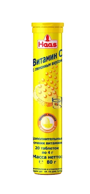 ВИТАМИН С ХААС табл. шип. 60мг N20 Лимон (ПЕЗ Продакшн Европа Кфт, ВЕНГРИЯ)