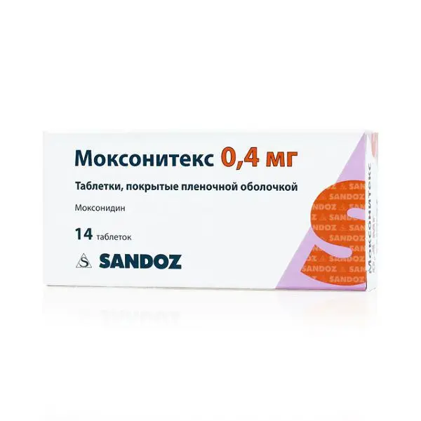 МОКСОНИТЕКС табл. п.о. 0.4мг N14 (САНДОЗ , ГЕРМАНИЯ)