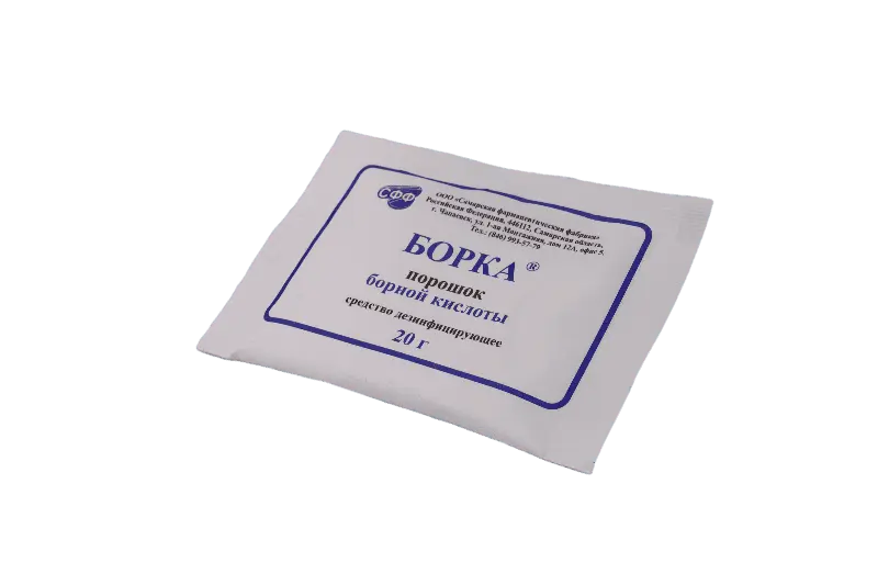 БОРНАЯ КИСЛОТА Борка пор. д/наружн.прим. (пак.) 20г (Самарская фармацевтическая фабрика, РФ)