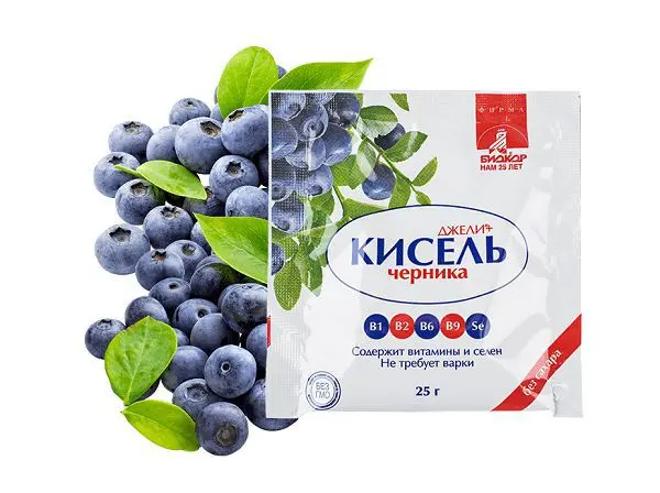 ДЖЕЛИ ПЛЮС кисель без сахара пор. гранул. 25г N1 Черника (Биокор, РФ)