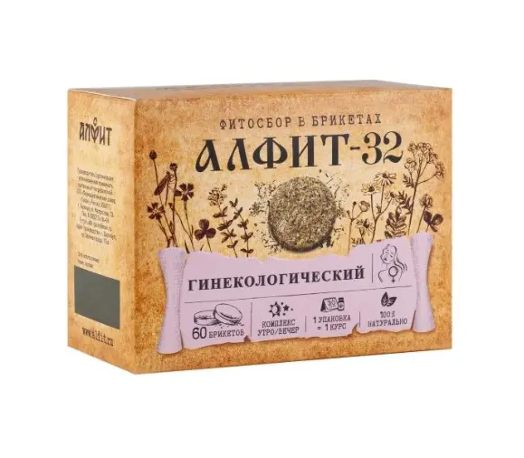 АЛФИТ N32 Гинекологический утренний/вечерний фитосбор (брикет) 2г N60 (Гален Фармзавод, РФ)
