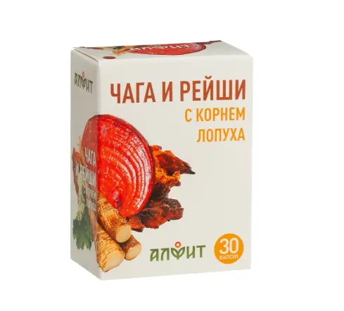АЛФИТ Чага и рейши с корнем лопуха капс. 0.47г N30 (Гален Фармзавод, РФ)