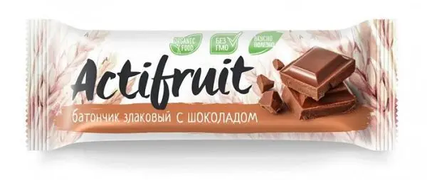 АКТИФРУТ батончик-мюсли 24г Шоколад (Любятово, РФ)