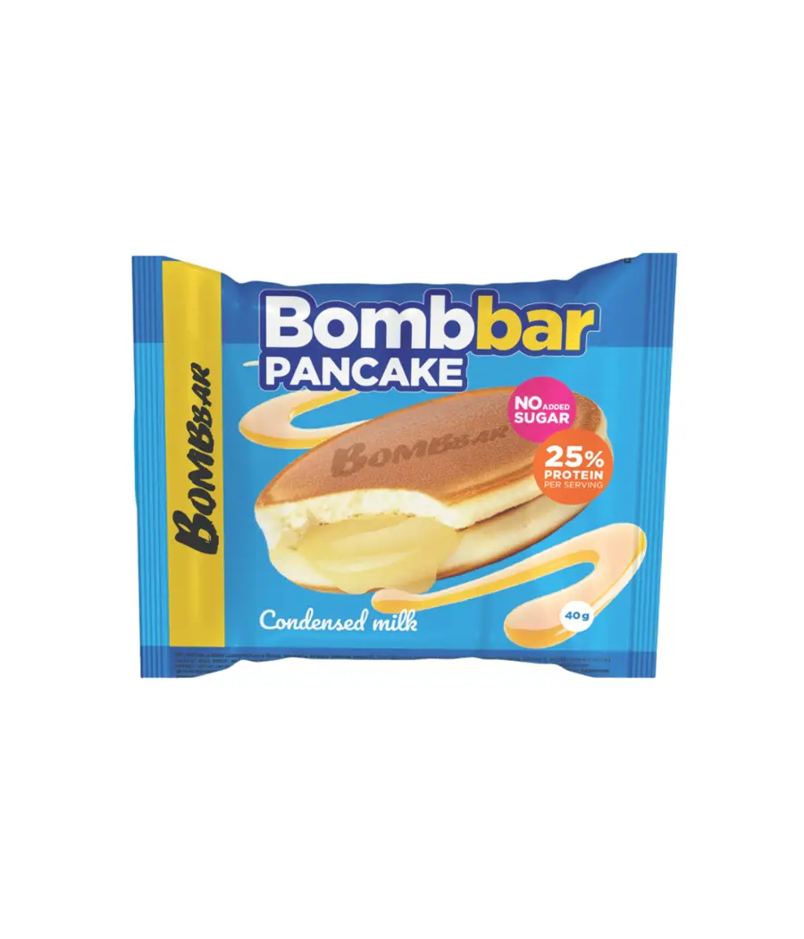 БОМББАР (BOMBBAR) панкейк неглазированный с начинкой 40г N1 Сгущёнка (Фитнес Фуд, РФ)