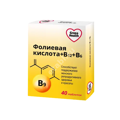 ФОЛИЕВАЯ КИСЛОТА С ВИТАМИНАМИ В6 И В12 Витамин В12 и В6 табл. N40 (Фарминтегро, РФ)