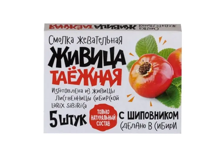 ЖИВИЦА ТАЕЖНАЯ жевательная резинка N5 Шиповник (Зеленый доктор, РФ)