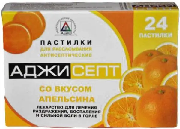 АДЖИСЕПТ табл. д/рассас. N24 Апельсин (Аджио Фармацевтикалз, ИНДИЯ)