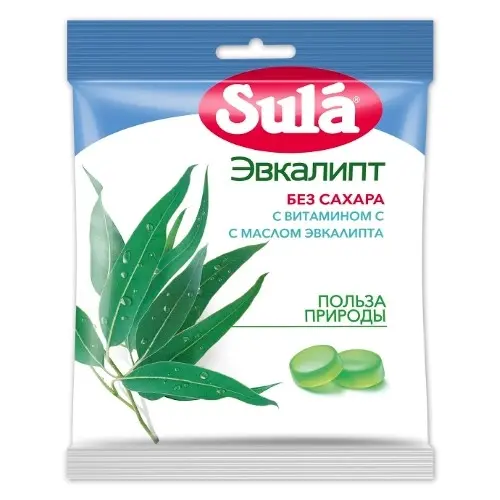 СУЛА (SULA) леденцы (пак.) 60г Эвкалипт (Перфетти Ван Мелле, РФ)