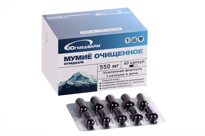 МУМИЕ Югмедфарм капс. 0.55г N60 (Югмедфарм, РФ)