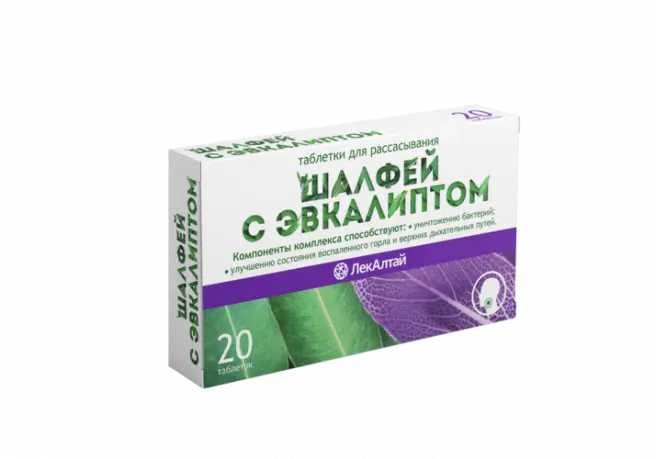ШАЛФЕЙ И ЭВКАЛИПТ табл. д/рассас. N20 (Витамин Продукт, РФ)