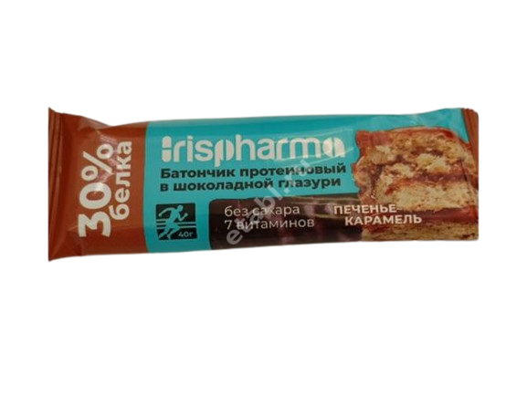ИРИСФАРМА батончик протеиновый 30% - 40г N1 Печенье-Карамель (Арсенал Атлета, РФ)