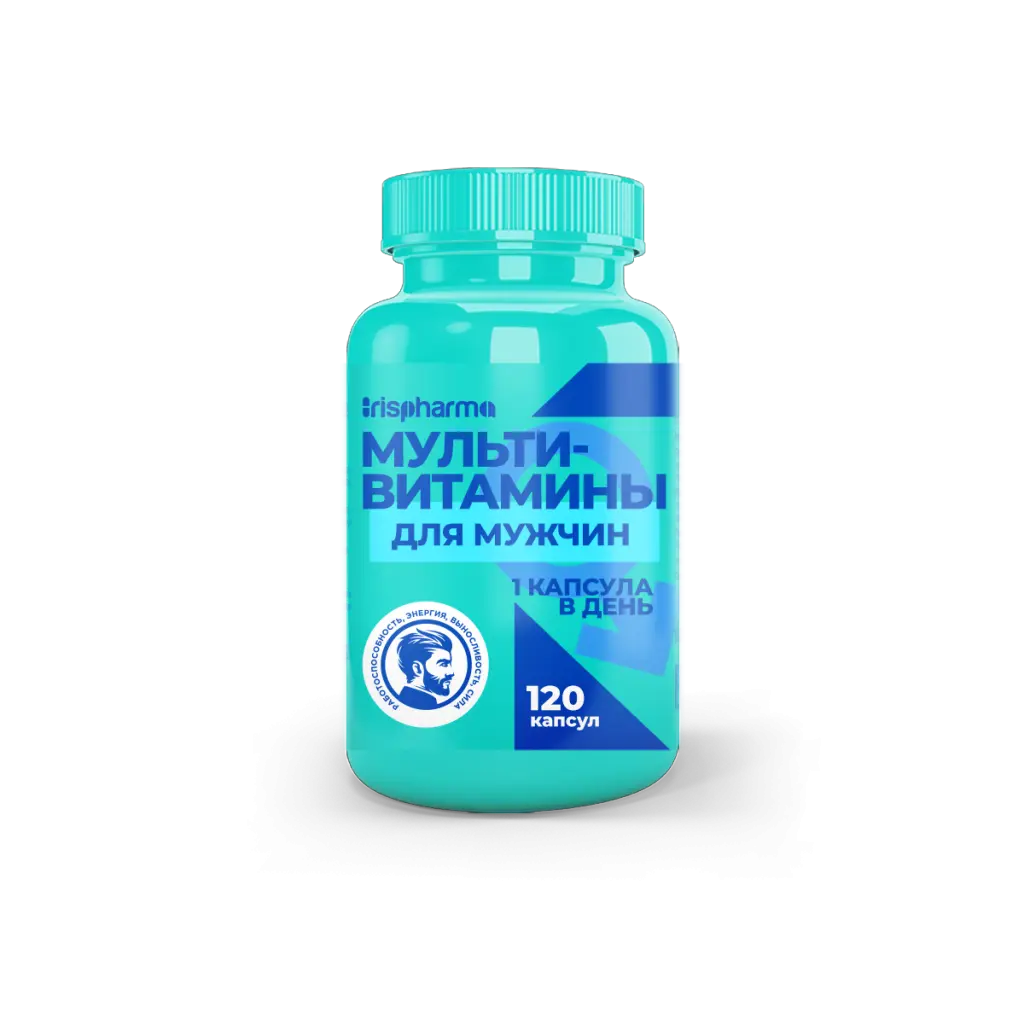 МУЛЬТИВИТАМИНЫ Ирисфарма для мужчин капс. 0.67г N120 (ФАРМАКОР, РФ)